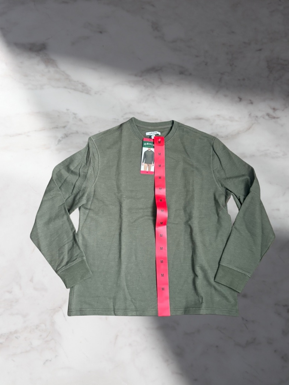 Orvis Olive Green Long Sleeve Thermal Shirt Size Medium